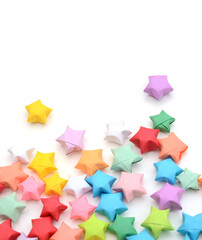Colorful origami stars on white
