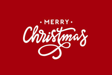 Merry Christmas handwritten lettering. Xmas calligraphy vector illustration.