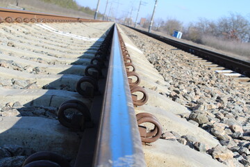 Railroad and rails close up