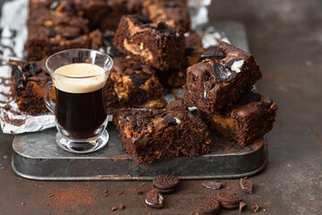 Brownies with peanut butter ,chocolate and cookies