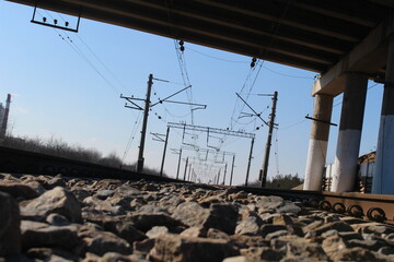 Railroad and rails close up