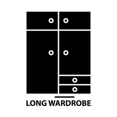 long wardrobe icon, black vector sign with editable strokes, concept illustration