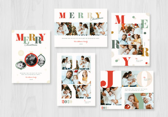 Colorful Typography Christmas Photo Card Layout