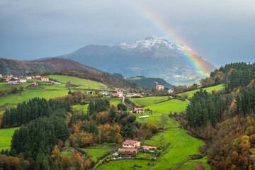 autumn scene of aramaio valley, basque country
