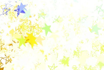 Light Green, Yellow vector background with colored stars.