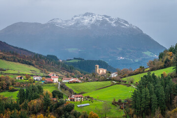 autumn scene of aramaio valley, basque country