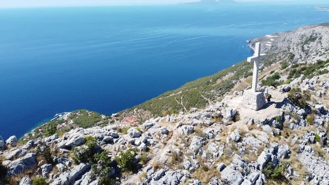 Cross at he sv.Nikola mountain in Hvar, Croatia