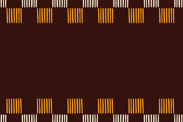 Seamless horizontal border pattern with hand drawn striped squares. Brush strokes. Geometric shapes ornament. Ethnic texture. Space for text. Vector color background.