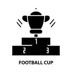 Fototapeta premium football cup icon, black vector sign with editable strokes, concept illustration
