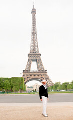 Cowboy in Paris at the Eiffel Tower