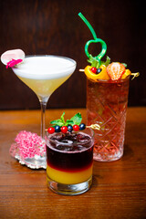 Bright cocktails at the bar to choose from the bartender.