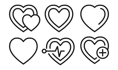 Line art vector icon a heart shape, medicine or medical health care or romantical symbol for apps and websites