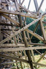 Kinsol Trestle or Koksilah River Trestle, a historic wooden railway trestle in Shawnigan lake on Vancouver Island, British Columbia, Canada