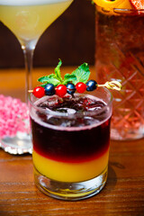 Bright cocktails at the bar to choose from the bartender.