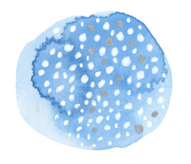 Abstract bubble watercolor doodle circle blot painting. Texture paper. Isolated on white background..