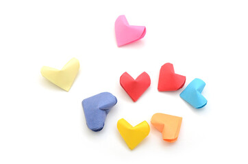 Fototapeta premium Colorful Origami hearts