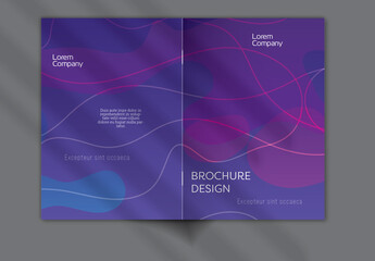 Brochure Cover Layout with Gradient Wavy Shapes and Lines