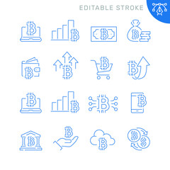 Bitcoin related icons. Editable stroke. Thin vector icon set