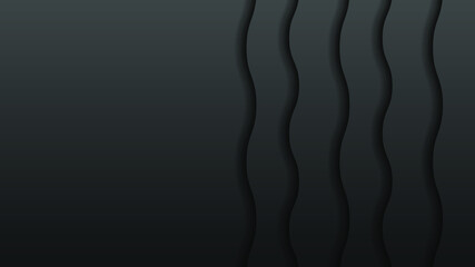 Black Abstract Paper Cut Background Vector Shadows 3D Smooth Objects Modern Design