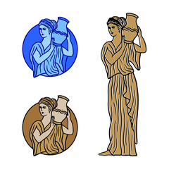Greek Goddess Holding Vase badge set