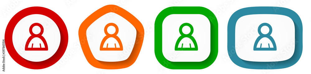 Poster person, human, man vector icon set, flat design vector illustration in 4 colors options for webdesig