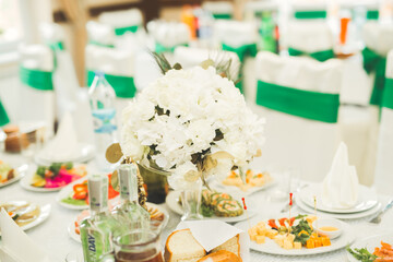 Decorations for the wedding ceremony. Beautiful flowers