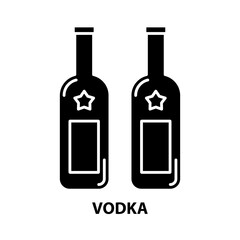 vodka icon, black vector sign with editable strokes, concept illustration