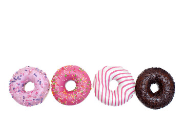 Different donuts on a white background