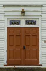 Full Frame of Red Church Doors