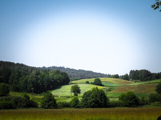 Obraz premium Hills, fields and meadows - beautiful landscape of Wiezyca.