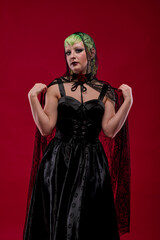 Woman dressed in gothic clothes, scary halloween