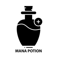 mana potion icon, black vector sign with editable strokes, concept illustration