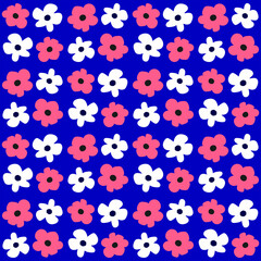 Cute seamless pattern with flowers. Endless girly floral print. Simple vector illustration.