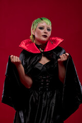 Woman dressed in gothic clothes, scary halloween