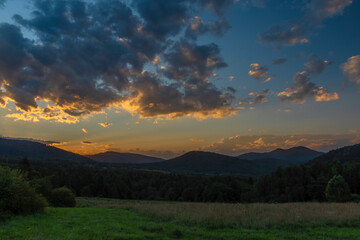 Sunset near Krzywe village in summer color morning