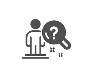 Search employee icon. Interview candidate sign. Question mark symbol. Quality design element. Flat style search employee icon. Editable stroke. Vector