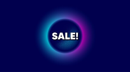 Sale symbol. Abstract neon background with dotwork shape. Special offer price sign. Advertising Discounts symbol. Offer neon banner. Sale badge. Space background with abstract planet. Vector