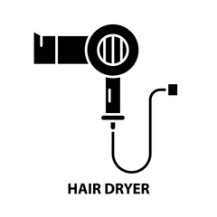 hair dryer sign icon, black vector sign with editable strokes, concept illustration