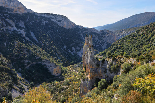 Views of Sierra de Guara National Park near Rodellar village, Spain