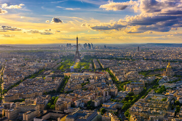 Skyline of Paris with Eiffel Tower in Paris, France