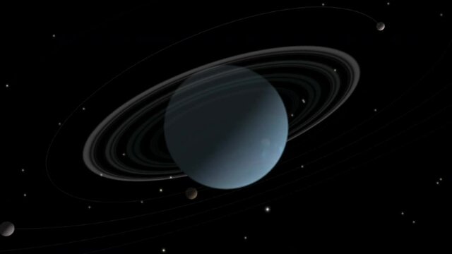 3d animation of rotating Uranus planet in the solar system