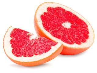 sliced grapefruit isolated on white background. full depth of field. clipping path