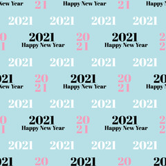 Happy New Year 2021, blue repeat pattern vector