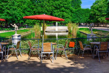 Fototapeta na wymiar Tuileries Garden is public garden between Louvre Museum and Place de la Concorde in Paris, France