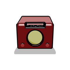illustration of vintage antique radio on white background