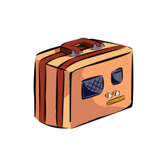 illustration of vintage antique radio on white background