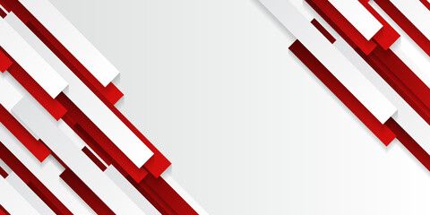 Modern abstract white and red background with 3D Overlap layers effect