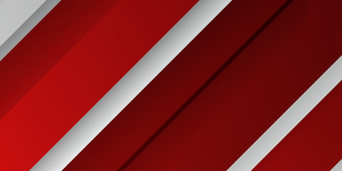 Obraz premium Modern 3d red white abstract tech background. Red and white abstract background banner in minimal design style