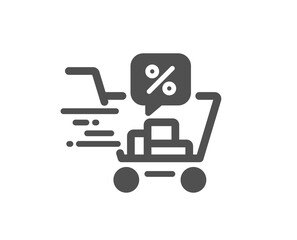 Discounts cart icon. Sale offer sign. Promotion price symbol. Quality design element. Flat style discounts cart icon. Editable stroke. Vector