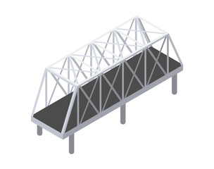 Vector isometric bridge icon. 3d isolated drawing element of a modern urban infrastructure for games or applications. City transport organization object, road crossing, construction architecture